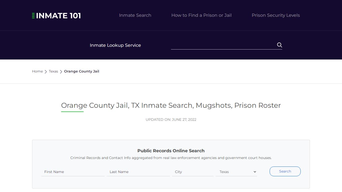 Orange County Jail, TX Inmate Search, Mugshots, Prison ...